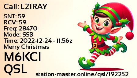 QSL Card for M6KCI QSO with LZ1RAY