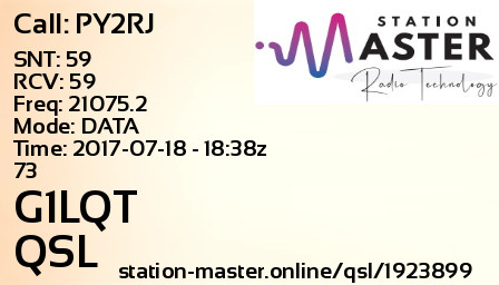 QSL Card for G1LQT QSO with PY2RJ