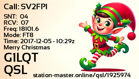 QSL Card for G1LQT QSO with SV2FPI