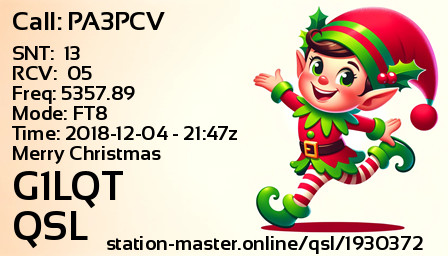 QSL Card for G1LQT QSO with PA3PCV