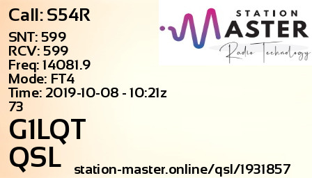 QSL Card for G1LQT QSO with S54R