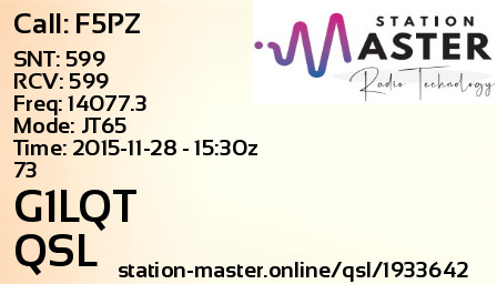 QSL Card for G1LQT QSO with F5PZ