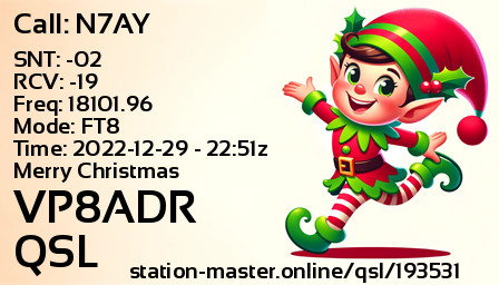 QSL Card for VP8ADR QSO with N7AY