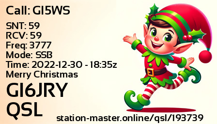 QSL Card for GI6JRY QSO with GI5WS