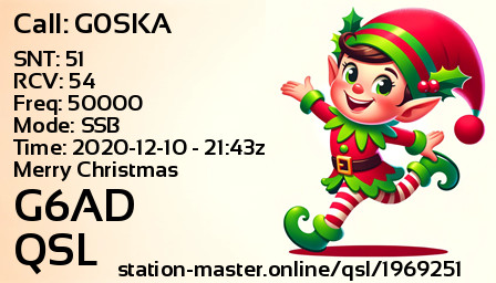 QSL Card for G6AD QSO with G0SKA