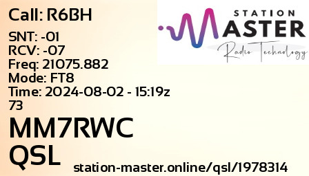QSL Card for MM7RWC QSO with R6BH