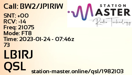QSL Card for LB1RJ QSO with BW2/JP1RIW