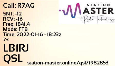 QSL Card for LB1RJ QSO with R7AG