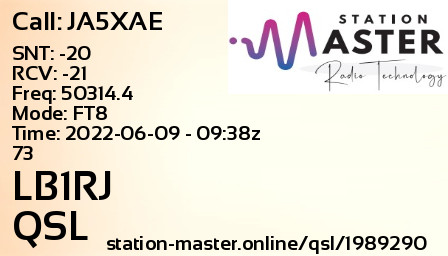 QSL Card for LB1RJ QSO with JA5XAE