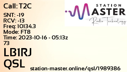 QSL Card for LB1RJ QSO with T2C