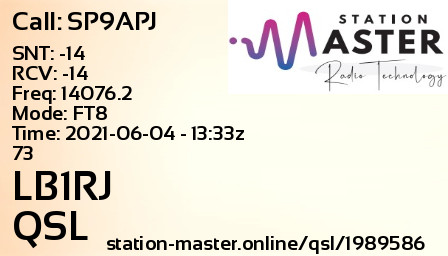 QSL Card for LB1RJ QSO with SP9APJ