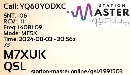 QSL Card for M7XUK QSO with YQ60YODXC