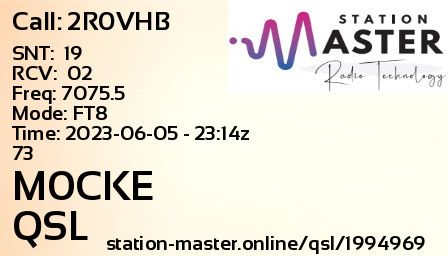 QSL Card for M0CKE QSO with 2R0VHB