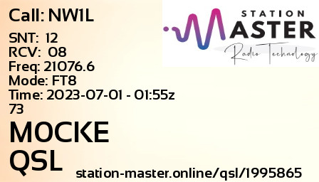 QSL Card for M0CKE QSO with NW1L