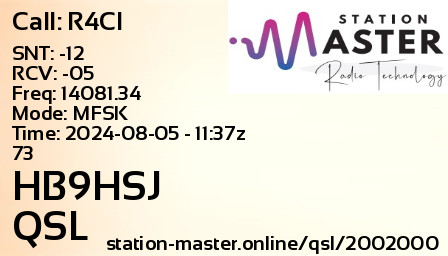 QSL Card for HB9HSJ QSO with R4CI