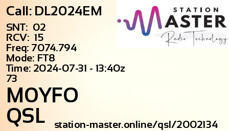 QSL Card for M0YFO QSO with DL2024EM