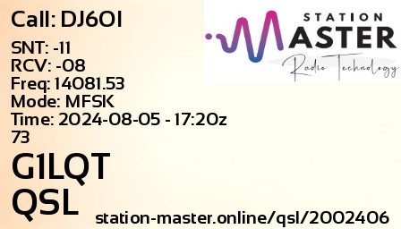QSL Card for G1LQT QSO with DJ6OI