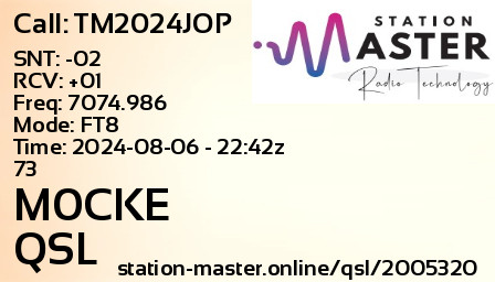 QSL Card for M0CKE QSO with TM2024JOP
