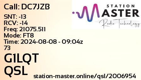 QSL Card for G1LQT QSO with DC7JZB