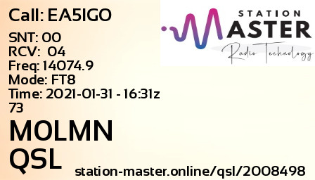 QSL Card for M0LMN QSO with EA5IGO