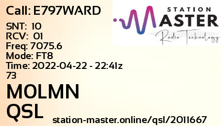QSL Card for M0LMN QSO with E797WARD