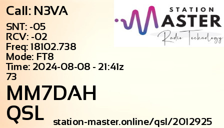 QSL Card for MM7DAH QSO with N3VA