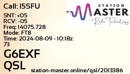 QSL Card for G6EXF QSO with I5SFU