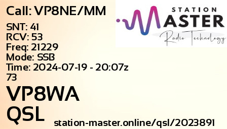 QSL Card for VP8WA QSO with VP8NE/MM