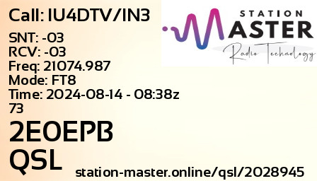 QSL Card for 2E0EPB QSO with IU4DTV/IN3