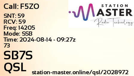QSL Card for SB7S QSO with F5ZO