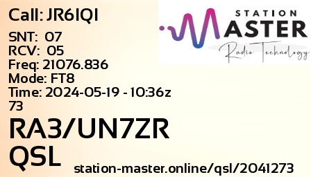 QSL Card for RA3/UN7ZR QSO with JR6IQI