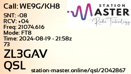 QSL Card for ZL3GAV QSO with WE9G/KH8