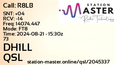 QSL Card for DH1LL QSO with R8LB