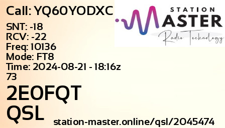 QSL Card for 2E0FQT QSO with YQ60YODXC