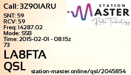 QSL Card for LA8FTA QSO with 3Z90IARU