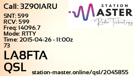 QSL Card for LA8FTA QSO with 3Z90IARU