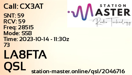 QSL Card for LA8FTA QSO with CX3AT