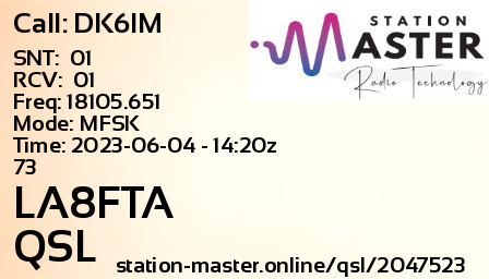 QSL Card for LA8FTA QSO with DK6IM