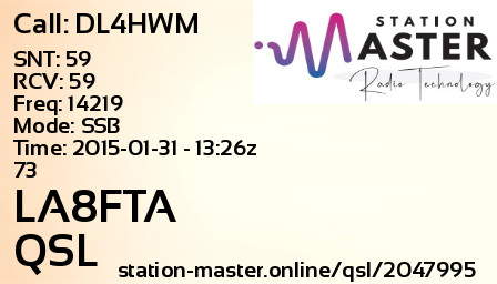 QSL Card for LA8FTA QSO with DL4HWM