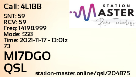 QSL Card for MI7DGO QSO with 4L1BB