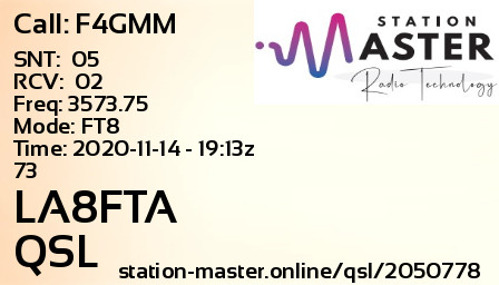 QSL Card for LA8FTA QSO with F4GMM