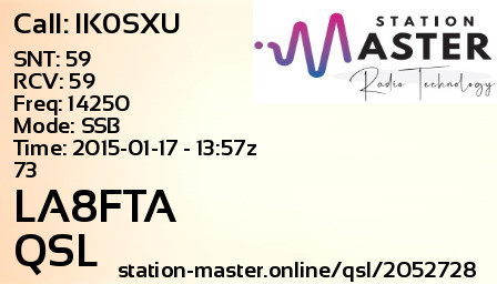 QSL Card for LA8FTA QSO with IK0SXU