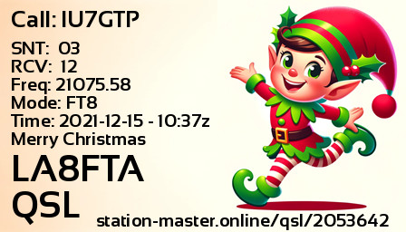QSL Card for LA8FTA QSO with IU7GTP