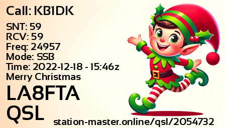 QSL Card for LA8FTA QSO with KB1DK