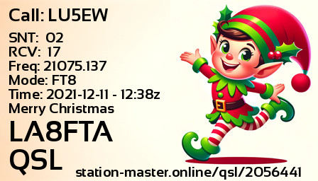 QSL Card for LA8FTA QSO with LU5EW