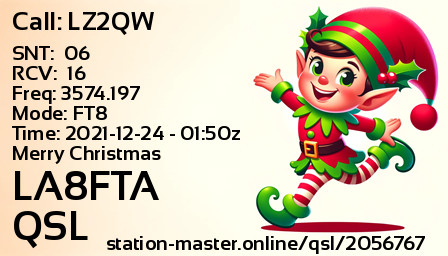 QSL Card for LA8FTA QSO with LZ2QW