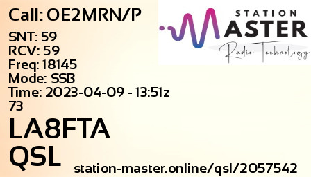 QSL Card for LA8FTA QSO with OE2MRN/P