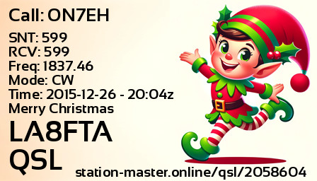 QSL Card for LA8FTA QSO with ON7EH