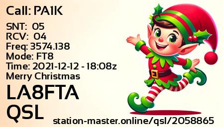QSL Card for LA8FTA QSO with PA1K