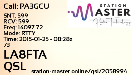 QSL Card for LA8FTA QSO with PA3GCU